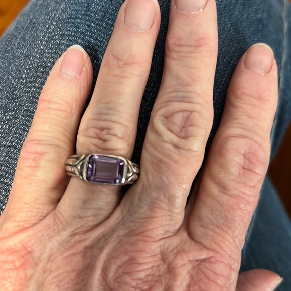 New Sterling Silver purple stone ring, signed by designer FAS, I don’t know size - Picture 3 of 6